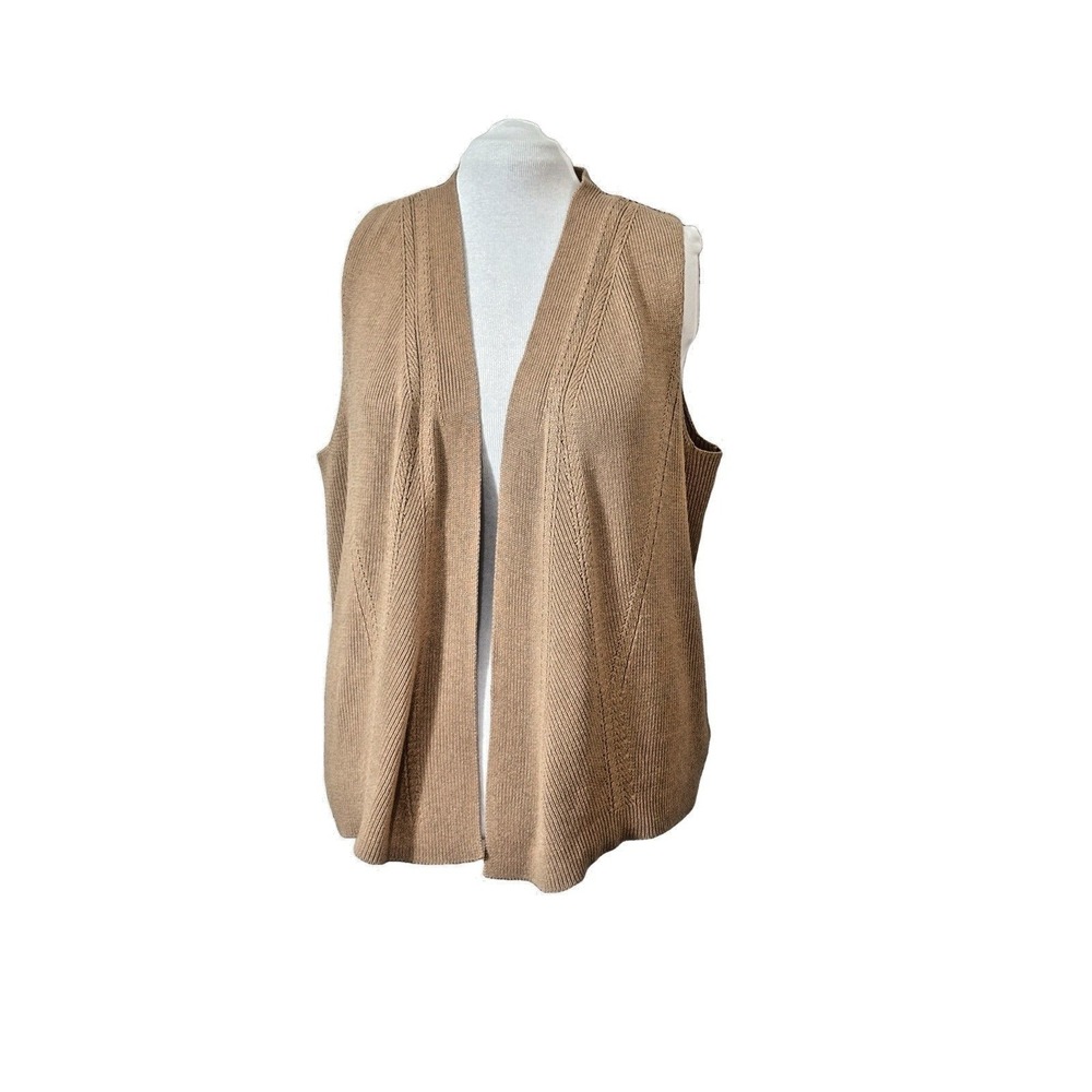 Talbots Wool Washable Asymmetrical Knit Long Sweater‎ Vest Tan 16 Academia SALE